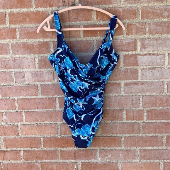 Miraclesuit Other - Miracle Suit Size 10 Sanibel Starfish Seashell Blue Nautical Theme Slimming​